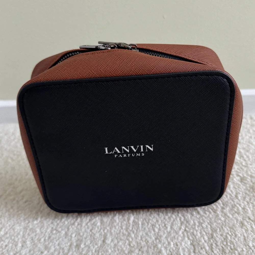 Lanvin Parfums Zippered Black and Brown Toiletry Bag